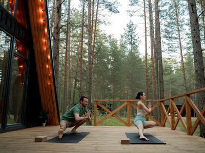 A serene moment of rest in a yoga practice.